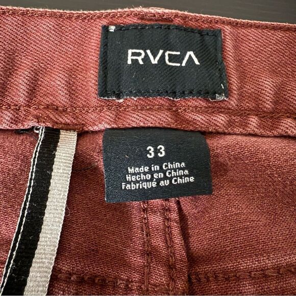 RVCA Spanky Denim Jeans Mens Sz 33 Red Slim Straight Stretch Outdoor Comfort - Picture 10 of 15